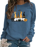 Damen Schwarze Katze Gnome Kürbis Fledermaus Halloween Kostüm Sweatshirt