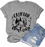 Women Camping Hair Don't Care T-Shirt Camping Gift for Women