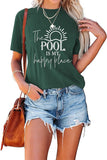 Damen T-Shirt mit Aufschrift „The Pool is My Happy Place“, für Familienausflüge