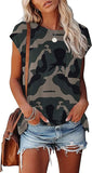 Women Casual Camouflage Stripe T-Shirt Tunic Shirt