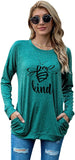 Bee Kind Shirt Gift Women Long Sleeve Bees Blouse with Pockets