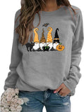 Damen Schwarze Katze Gnome Kürbis Fledermaus Halloween Kostüm Sweatshirt