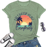 T-Shirt mit Aufdruck „Salt Water Heal Everything“ für Damen