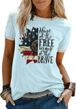 Women Home of The Free Because of The Brave T-Shirt American Flag Shirt