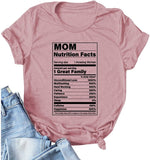 Women MOM Nutritional Facts T-Shirt Gift for Mom