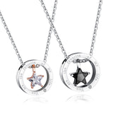 NEHZUS Wholesale Titanium Steel Star Circle Necklace for Couples Mini Pentagram with Diamond Necklace for Men and Women