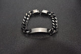 Customize Engrave ID Name Bar Bracelet for Men Stainless Steel Cuban Curb Link Chain Personalized Bracelets with Magnetic Buckle Clasp