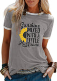 Sunshine Mixed with A Little Hurricane Women Graphic T-Shirt Sunflower Shirt