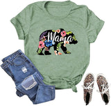 Women Floral Mama Bear T-Shirt Mama Graphic Shirt