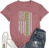 T-shirt pour femme, drapeau américain, trèfle, trèfle, St Patricks Day