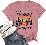 T-Shirt Happy Camper pour femmes, chemise graphique Vintage Happy Camper
