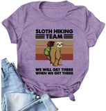 Women Sloth Hiking Team T-Shirt Funny Sloth Graphic Shirt