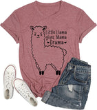 Mama Llama Tees T-shirt pour femme Little Llama Gives Mama Drama