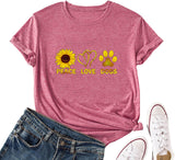 Femmes Peace Love Dogs T-Shirt Chien Maman Chemise