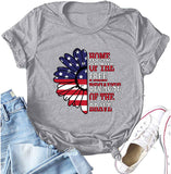 Women Home of The Free Because of The Brave T-Shirt American Flag Sunflower Shirt