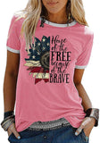 Women Home of The Free Because of The Brave T-Shirt American Flag Shirt
