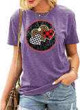 Women Buffalo Plaid & Leopard Heart T-Shirt Valentine Shirt