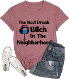 Chemise ivre femme la chienne la plus ivre du quartier t-shirt