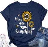 Women Bee Sunflower Shirt You are My Sunshine T-Shirt