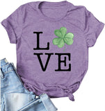 T-Shirt trèfle femme, chemise Lucky Love, chemise de la saint-Patrick