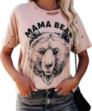 Women Mama Bear T-Shirt Hollow Out Mama Bear Shirt