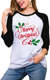 Chemise de joyeux Noël pour femmes, chemisier graphique à manches 3/4