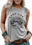 Women Lake Life Cuz Beaches Be Salty Funny T-Shirt Lake Life Graphic Shirt