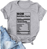 Women MOM Nutritional Facts T-Shirt Gift for Mom