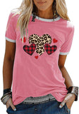 Damen T-Shirt mit Buffalo-Karomuster und Leoparden-Herz für den Valentinstag