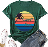 Women Summer Vibes Tee Shirt Women Summer Shirt Rainbow Graphic T-Shirt