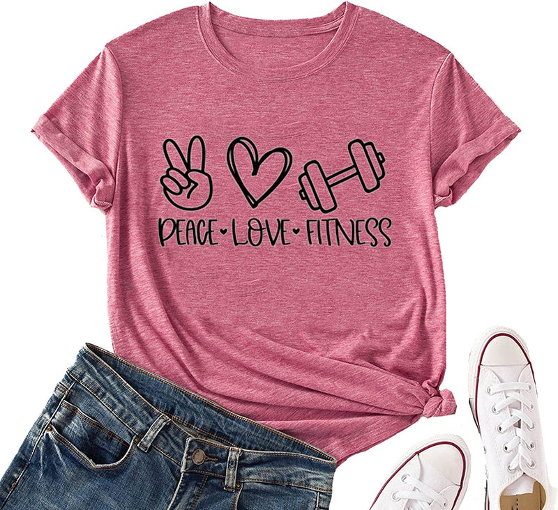 Women Peace Love Fitness Shirt Fitness Shirts