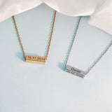 Girls Personalized Name Bar Necklaces Stainless Steel Square Tube Necklace Pendant 4 Sides Customize Letters for Women Girlfriend Mom