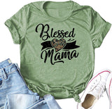 Women Blessed Mama T-Shirt Cute Mom Shirt