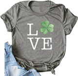 T-Shirt trèfle femme, chemise Lucky Love, chemise de la saint-Patrick