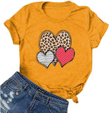 T-shirt coeur à rayures léopard et à pois pour femme