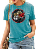 Women Buffalo Plaid & Leopard Heart T-Shirt Valentine Shirt