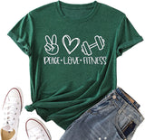 Damen Peace Love Fitness Shirt Fitnessshirts