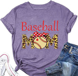 Femmes Baseball maman T-Shirt femmes drôle léopard graphique maman chemise