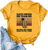 Women Sloth Hiking Team T-Shirt Funny Sloth Graphic Shirt
