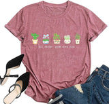Frauen Positive Vibes T-Shirt Alle Dinge wachsen mit Liebe Pflanze Addict Shirt