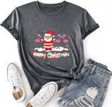 Chemise de joyeux Noël pour femmes, T-Shirt Santa Flamingo