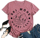 T-Shirt drôle pour femmes, ski, plus de soucis, moins
