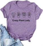 Damen Crazy Plant Lady Grafik T-Shirt