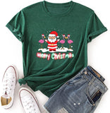 Chemise de joyeux Noël pour femmes, T-Shirt Santa Flamingo