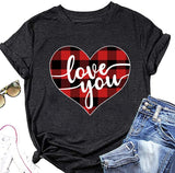 Buffalo Plaid Love T-Shirt Women Valentines Day Gift Tees