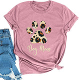 Women Dog Mom T-Shirt Paw Print Shirt Dog Lover Gift