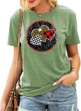 Women Buffalo Plaid & Leopard Heart T-Shirt Valentine Shirt