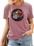 Women Buffalo Plaid & Leopard Heart T-Shirt Valentine Shirt