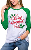 Chemise de joyeux Noël pour femmes, chemisier graphique à manches 3/4