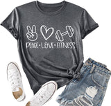 Damen Peace Love Fitness Shirt Fitnessshirts